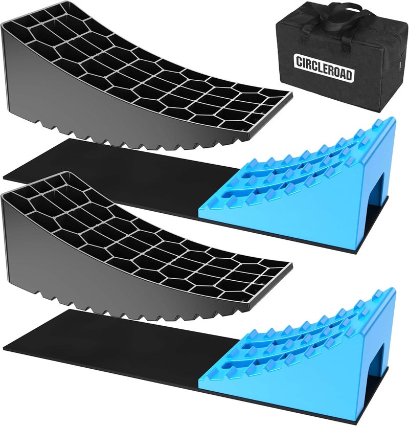 CircleRoad CirclrRoad RV Levelers, Heavy Duty RV Ramps for Leveling, Camper Wheel Levelers, Trailer Leveling Up to 35,000 lbs with Rubber Anti-Skid Pads and Storage Carrying Bag - Image 1